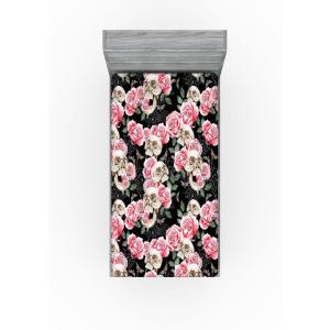 Ambesonne Floral Fitted Sheet, Valentine’s Day Concept Art Pastel Repetitive Roses Pattern Plot, Decorative Soft Bedding All-Round Elastic Pocket, California King, Dark Pink Blush and White(Pink Laurel Green and Black)
