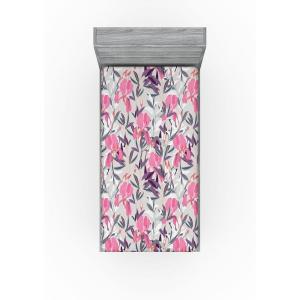 Ambesonne Floral Fitted Sheet, Valentine’s Day Concept Art Pastel Repetitive Roses Pattern Plot, Decorative Soft Bedding All-Round Elastic Pocket, California King, Dark Pink Blush and White(Pink Violet and Pale Grey)