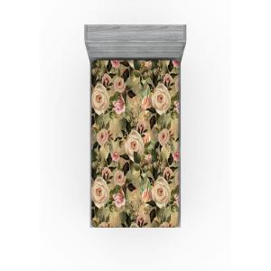 Ambesonne Floral Fitted Sheet, Valentine’s Day Concept Art Pastel Repetitive Roses Pattern Plot, Decorative Soft Bedding All-Round Elastic Pocket, California King, Dark Pink Blush and White(Pale Rose Laurel Green)