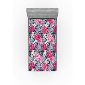 Ambesonne Floral Fitted Sheet, Valentine’s Day Concept Art Pastel Repetitive Roses Pattern Plot, Decorative Soft Bedding All-Round Elastic Pocket, California King, Dark Pink Blush and White(Raspberry Laurel Green)