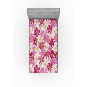 Ambesonne Floral Fitted Sheet, Valentine’s Day Concept Art Pastel Repetitive Roses Pattern Plot, Decorative Soft Bedding All-Round Elastic Pocket, California King, Dark Pink Blush and White(Eggshell Magenta Pink)