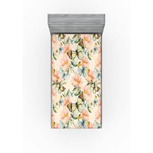 Ambesonne Floral Fitted Sheet, Valentine’s Day Theme Flowers Vintage Botanical Nature Ornament Art, Decorative Soft Fabric Bedding All-Round Elastic Pocket, Full Size, Dark Coral and Fern Green(Olive Green Coral and Blush)
