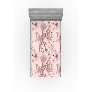 Ambesonne Floral Fitted Sheet, Valentine’s Day Theme Flowers Vintage Botanical Nature Ornament Art, Decorative Soft Fabric Bedding All-Round Elastic Pocket, Full Size, Dark Coral and Fern Green(Pastel Pink and Pale Rose)