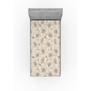 Ambesonne Floral Fitted Sheet, Valentine’s Day Theme Flowers Vintage Botanical Nature Ornament Art, Decorative Soft Fabric Bedding All-Round Elastic Pocket, Full Size, Dark Coral and Fern Green(Dark Tan Champagne and Grey)