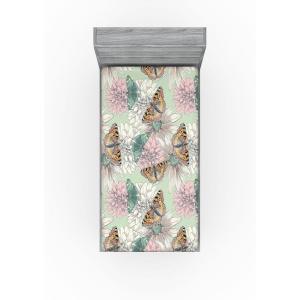 Ambesonne Floral Fitted Sheet, Valentine’s Day Theme Flowers Vintage Botanical Nature Ornament Art, Decorative Soft Fabric Bedding All-Round Elastic Pocket, Full Size, Dark Coral and Fern Green(Pale Green Rose and Pink)