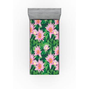 Ambesonne Floral Fitted Sheet, Valentine’s Day Theme Flowers Vintage Botanical Nature Ornament Art, Decorative Soft Fabric Bedding All-Round Elastic Pocket, Full Size, Dark Coral and Fern Green(Soft Pink and Forest Green)