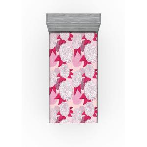 Ambesonne Floral Fitted Sheet, Valentine’s Day Theme Flowers Vintage Botanical Nature Ornament Art, Decorative Soft Fabric Bedding All-Round Elastic Pocket, Full Size, Dark Coral and Fern Green(Dark Pink White and Blush)