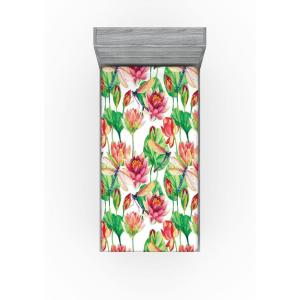 Ambesonne Floral Fitted Sheet, Valentine’s Day Theme Flowers Vintage Botanical Nature Ornament Art, Decorative Soft Fabric Bedding All-Round Elastic Pocket, Full Size, Dark Coral and Fern Green(Apple Green and Pastel Pink)