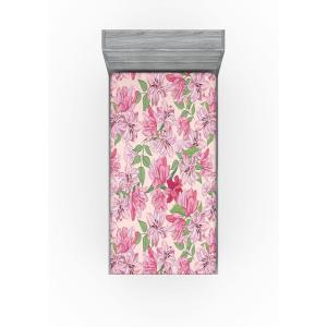 Ambesonne Floral Fitted Sheet, Valentine’s Day Theme Flowers Vintage Botanical Nature Ornament Art, Decorative Soft Fabric Bedding All-Round Elastic Pocket, Full Size, Dark Coral and Fern Green(Pistachio Green and Pale Rose)