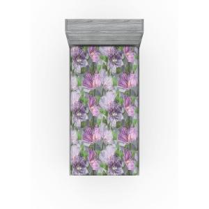 Ambesonne Floral Fitted Sheet, Valentine’s Day Theme Flowers Vintage Botanical Nature Ornament Art, Decorative Soft Fabric Bedding All-Round Elastic Pocket, Full Size, Dark Coral and Fern Green(Pale Eggplant Sage Green)