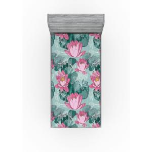 Ambesonne Floral Fitted Sheet, Valentine’s Day Theme Flowers Vintage Botanical Nature Ornament Art, Decorative Soft Fabric Bedding All-Round Elastic Pocket, Full Size, Dark Coral and Fern Green(Soft Pink and Petrol Blue)