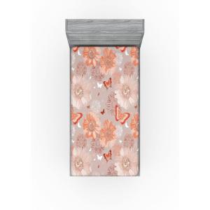 Ambesonne Floral Fitted Sheet, Valentine’s Day Theme Flowers Vintage Botanical Nature Ornament Art, Decorative Soft Fabric Bedding All-Round Elastic Pocket, Full Size, Dark Coral and Fern Green(Pale Taupe and Cinnamon)