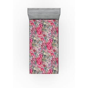 Ambesonne Floral Fitted Sheet, Valentine’s Day Theme Grunge Style Repetitive Rose Flowers Abstract, Decorative Soft Bedding All-Round Elastic Pocket, California King, Pale Fuchsia and Sepia(Dark Coral and Slate Blue)