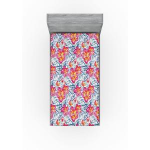 Ambesonne Floral Fitted Sheet, Valentine’s Day Theme Grunge Style Repetitive Rose Flowers Abstract, Decorative Soft Bedding All-Round Elastic Pocket, California King, Pale Fuchsia and Sepia(Hot Pink and Blue Violet)