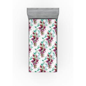 Ambesonne Floral Fitted Sheet, Valentine’s Day Theme Grunge Style Repetitive Rose Flowers Abstract, Decorative Soft Bedding All-Round Elastic Pocket, California King, Pale Fuchsia and Sepia(Pistachio Green and Ruby)