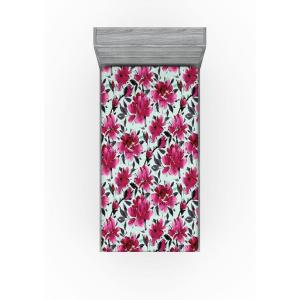 Ambesonne Floral Fitted Sheet, Valentine’s Day Theme Grunge Style Repetitive Rose Flowers Abstract, Decorative Soft Bedding All-Round Elastic Pocket, California King, Pale Fuchsia and Sepia(Dark Magenta Mint Green)