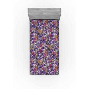 Ambesonne Floral Fitted Sheet, Valentine’s Day Theme Grunge Style Repetitive Rose Flowers Abstract, Decorative Soft Bedding All-Round Elastic Pocket, California King, Pale Fuchsia and Sepia(Pale Purple and Sage Green)