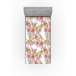 Ambesonne Floral Fitted Sheet, Valentine’s Day Theme Grunge Style Repetitive Rose Flowers Abstract, Decorative Soft Bedding All-Round Elastic Pocket, California King, Pale Fuchsia and Sepia(Raspberry and Pistachio Green)