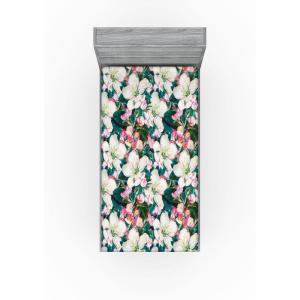 Ambesonne Floral Fitted Sheet, Valentine’s Day Theme Grunge Style Repetitive Rose Flowers Abstract, Decorative Soft Bedding All-Round Elastic Pocket, California King, Pale Fuchsia and Sepia(Dark Pink and Pale Teal)