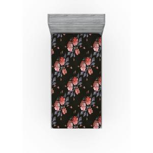 Ambesonne Floral Fitted Sheet, Valentine’s Day Theme Grunge Style Repetitive Rose Flowers Abstract, Decorative Soft Bedding All-Round Elastic Pocket, California King, Pale Fuchsia and Sepia(Paprika and Dark Olive Green)