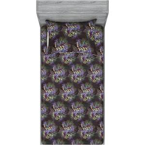 Ambesonne Floral Fitted Sheet & Pillow Sham Set, Realistic Painting Print A Million Roses to My Love Valentines Day, Decorative Printed 3 Piece Bedding Decor Set, Full, Pale Pink Dark Pink and Ecru(Lilac Plum and Laurel Green)