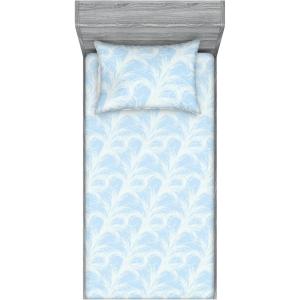 Ambesonne Floral Fitted Sheet & Pillow Sham Set, Realistic Painting Print A Million Roses to My Love Valentines Day, Decorative Printed 3 Piece Bedding Decor Set, Full, Pale Pink Dark Pink and Ecru(Soft Blue Off White)