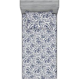 Ambesonne Floral Fitted Sheet & Pillow Sham Set, Realistic Painting Print A Million Roses to My Love Valentines Day, Decorative Printed 3 Piece Bedding Decor Set, Full, Pale Pink Dark Pink and Ecru(Coconut and Dark Indigo)