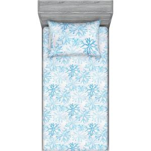 Ambesonne Floral Fitted Sheet & Pillow Sham Set, Realistic Painting Print A Million Roses to My Love Valentines Day, Decorative Printed 3 Piece Bedding Decor Set, Full, Pale Pink Dark Pink and Ecru(Deep Sky Blue Off White)