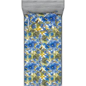 Ambesonne Floral Fitted Sheet & Pillow Sham Set, Realistic Painting Print A Million Roses to My Love Valentines Day, Decorative Printed 3 Piece Bedding Decor Set, Full, Pale Pink Dark Pink and Ecru(Night Blue and Sage Green)