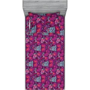Ambesonne Floral Fitted Sheet & Pillow Sham Set, Realistic Painting Print A Million Roses to My Love Valentines Day, Decorative Printed 3 Piece Bedding Decor Set, Full, Pale Pink Dark Pink and Ecru(Purple Pink Blue Grey)