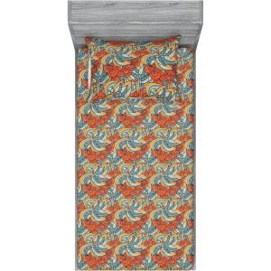 Ambesonne Floral Fitted Sheet & Pillow Sham Set, Realistic Painting Print A Million Roses to My Love Valentines Day, Decorative Printed 3 Piece Bedding Decor Set, Full, Pale Pink Dark Pink and Ecru(Burnt Sienna and Pale Teal)