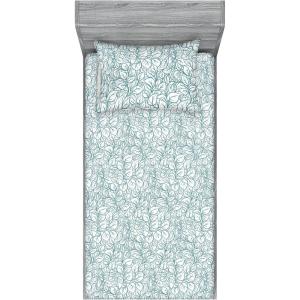 Ambesonne Floral Fitted Sheet & Pillow Sham Set, Realistic Painting Print A Million Roses to My Love Valentines Day, Decorative Printed 3 Piece Bedding Decor Set, Full, Pale Pink Dark Pink and Ecru(Laurel Green Coconut)