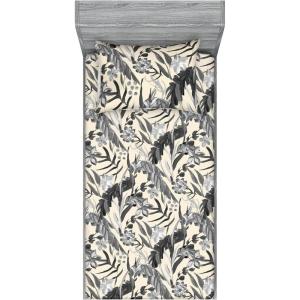 Ambesonne Floral Fitted Sheet & Pillow Sham Set, Valentine’s Day Theme Vintage Style Romantic Roses Pattern Plot, Decorative Printed 3 Piece Bedding Decor Set, King, Dark Fuchsia and Slate Blue(Pale Grey and Eggshell)