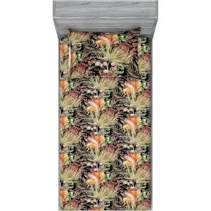 Ambesonne Floral Fitted Sheet & Pillow Sham Set, Valentine’s Day Theme Vintage Style Romantic Roses Pattern Plot, Decorative Printed 3 Piece Bedding Decor Set, King, Dark Fuchsia and Slate Blue(Pale Orange Sage Green)