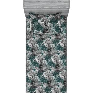 Ambesonne Floral Fitted Sheet & Pillow Sham Set, Valentine’s Day Theme Vintage Style Romantic Roses Pattern Plot, Decorative Printed 3 Piece Bedding Decor Set, King, Dark Fuchsia and Slate Blue(Dark Teal and Pale Grey)