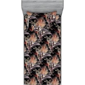 Ambesonne Floral Fitted Sheet & Pillow Sham Set, Valentine’s Day Theme Vintage Style Romantic Roses Pattern Plot, Decorative Printed 3 Piece Bedding Decor Set, King, Dark Fuchsia and Slate Blue(Pale Taupe and Dried Rose)