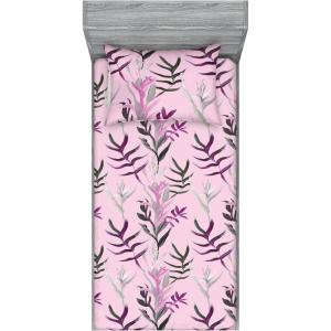 Ambesonne Floral Fitted Sheet & Pillow Sham Set, Valentine’s Day Theme Vintage Style Romantic Roses Pattern Plot, Decorative Printed 3 Piece Bedding Decor Set, King, Dark Fuchsia and Slate Blue(Soft Pink and Dark Grey)