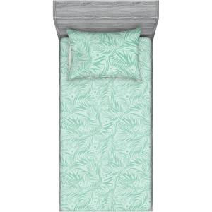Ambesonne Floral Fitted Sheet & Pillow Sham Set, Valentine’s Day Theme Vintage Style Romantic Roses Pattern Plot, Decorative Printed 3 Piece Bedding Decor Set, King, Dark Fuchsia and Slate Blue(Pistachio Green Seafoam)