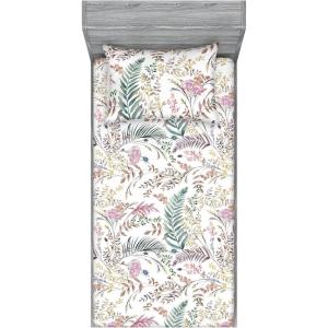 Ambesonne Floral Fitted Sheet & Pillow Sham Set, Valentine’s Day Theme Vintage Style Romantic Roses Pattern Plot, Decorative Printed 3 Piece Bedding Decor Set, King, Dark Fuchsia and Slate Blue(Laurel Green and Pale Taupe)