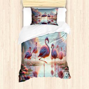 Ambesonne Floral Heart Duvet Cover Set, Tenderness of Romantic Garden Ivy Branches and Roses Valentines Day, Decorative 3 Piece Bedding Set with 2 Pillow Shams, Queen Size, Laurel Green and Pink(Pale Pink Soft Blue)