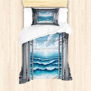 Ambesonne Floral Heart Duvet Cover Set, Tenderness of Romantic Garden Ivy Branches and Roses Valentines Day, Decorative 3 Piece Bedding Set with 2 Pillow Shams, Queen Size, Laurel Green and Pink(Sea Blue Coconut and Camel)