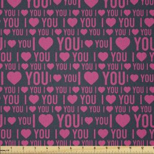 Ambesonne I Love You Fabric by The Yard, Romance Pattern with Heart Forms and Love Words Valentines Couples Theme, Stretch Knit Fabric for Clothing Sewing and Arts Crafts, 10 Yards, Magenta Dark Grey(Magenta Dark Grey)