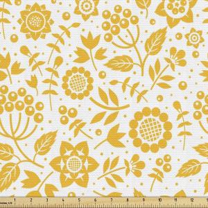Ambesonne Kiss Fabric by The Yard, Red Woman Lips Kiss Marks Pattern Romance Feminine Graphic Valentines Day, Stretch Knit Fabric for Clothing Sewing and Arts Crafts, 1 Yard, Vermilion Ivory(Yellow Cream)
