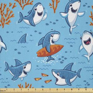 Ambesonne Kiss Fabric by The Yard, Red Woman Lips Kiss Marks Pattern Romance Feminine Graphic Valentines Day, Stretch Knit Fabric for Clothing Sewing and Arts Crafts, 1 Yard, Vermilion Ivory(Orange White)