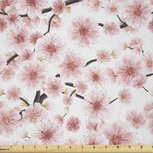Ambesonne Kiss Fabric by The Yard, Red Woman Lips Kiss Marks Pattern Romance Feminine Graphic Valentines Day, Stretch Knit Fabric for Clothing Sewing and Arts Crafts, 1 Yard, Vermilion Ivory(Dark Taupe and Rose)