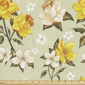 Ambesonne Kiss Fabric by The Yard, Red Woman Lips Kiss Marks Pattern Romance Feminine Graphic Valentines Day, Stretch Knit Fabric for Clothing Sewing and Arts Crafts, 1 Yard, Vermilion Ivory(Yellow Green)