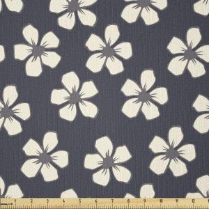 Ambesonne Kiss Fabric by The Yard, Red Woman Lips Kiss Marks Pattern Romance Feminine Graphic Valentines Day, Stretch Knit Fabric for Clothing Sewing and Arts Crafts, 1 Yard, Vermilion Ivory(Dark Blue Grey Ivory)