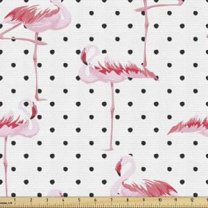 Ambesonne Kiss Fabric by The Yard, Red Woman Lips Kiss Marks Pattern Romance Feminine Graphic Valentines Day, Stretch Knit Fabric for Clothing Sewing and Arts Crafts, 1 Yard, Vermilion Ivory(Pink Cream)
