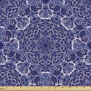 Ambesonne Kiss Fabric by The Yard, Red Woman Lips Kiss Marks Pattern Romance Feminine Graphic Valentines Day, Stretch Knit Fabric for Clothing Sewing and Arts Crafts, 1 Yard, Vermilion Ivory(Purple White)