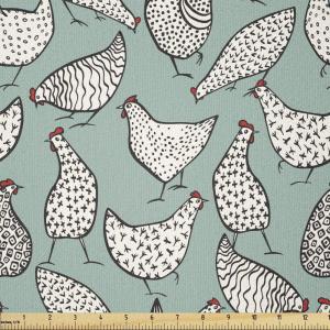 Ambesonne Kiss Fabric by The Yard, Red Woman Lips Kiss Marks Pattern Romance Feminine Graphic Valentines Day, Stretch Knit Fabric for Clothing Sewing and Arts Crafts, 1 Yard, Vermilion Ivory(Almond Green and White)
